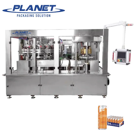Автоматическая машина для розлива в алюминиевые банки Red Bull Energy Functional Drink, газированных напитков, соков, крафтового пива